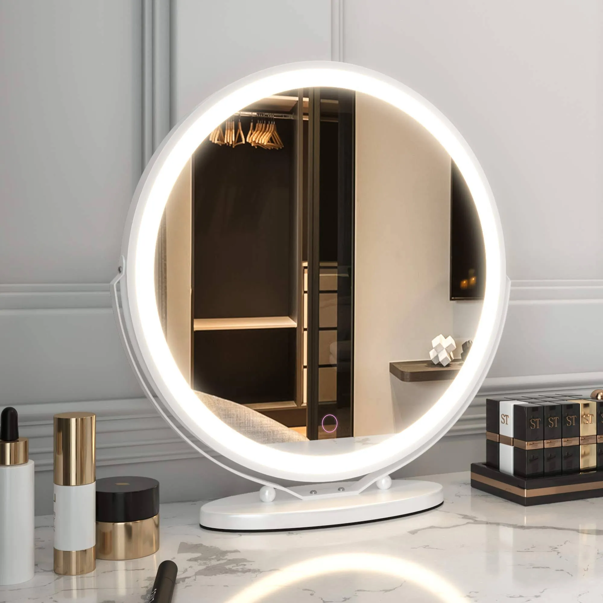 LVSOMT 20&#034; Vanity Makeup Mirror with Lights, 3 Color Lighting Dimmable White