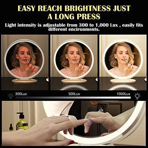 LVSOMT 20&#034; Large Makeup Vanity Mirror with Lights, Led Lighted Dressing Circle 