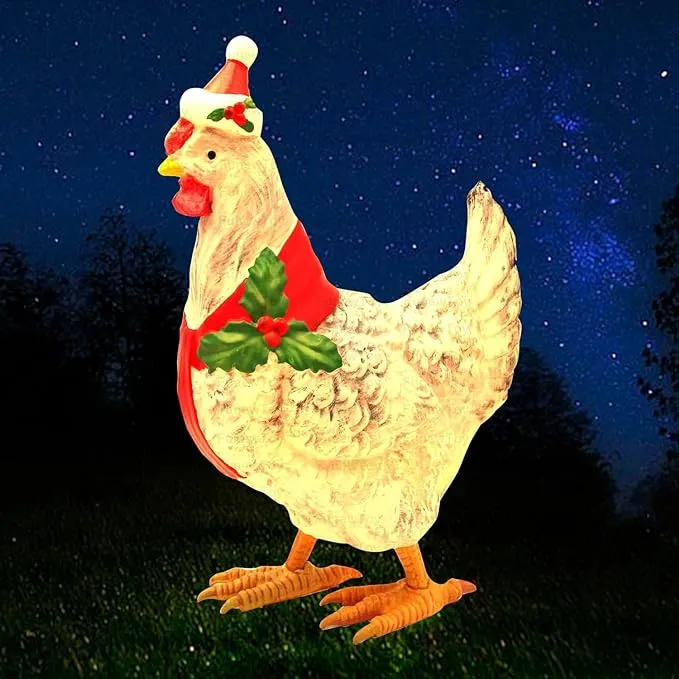 Light up Chicken with Scarf Patio 15.7&#039;&#039; Christmas Chicken Decorations 3D Sturdy