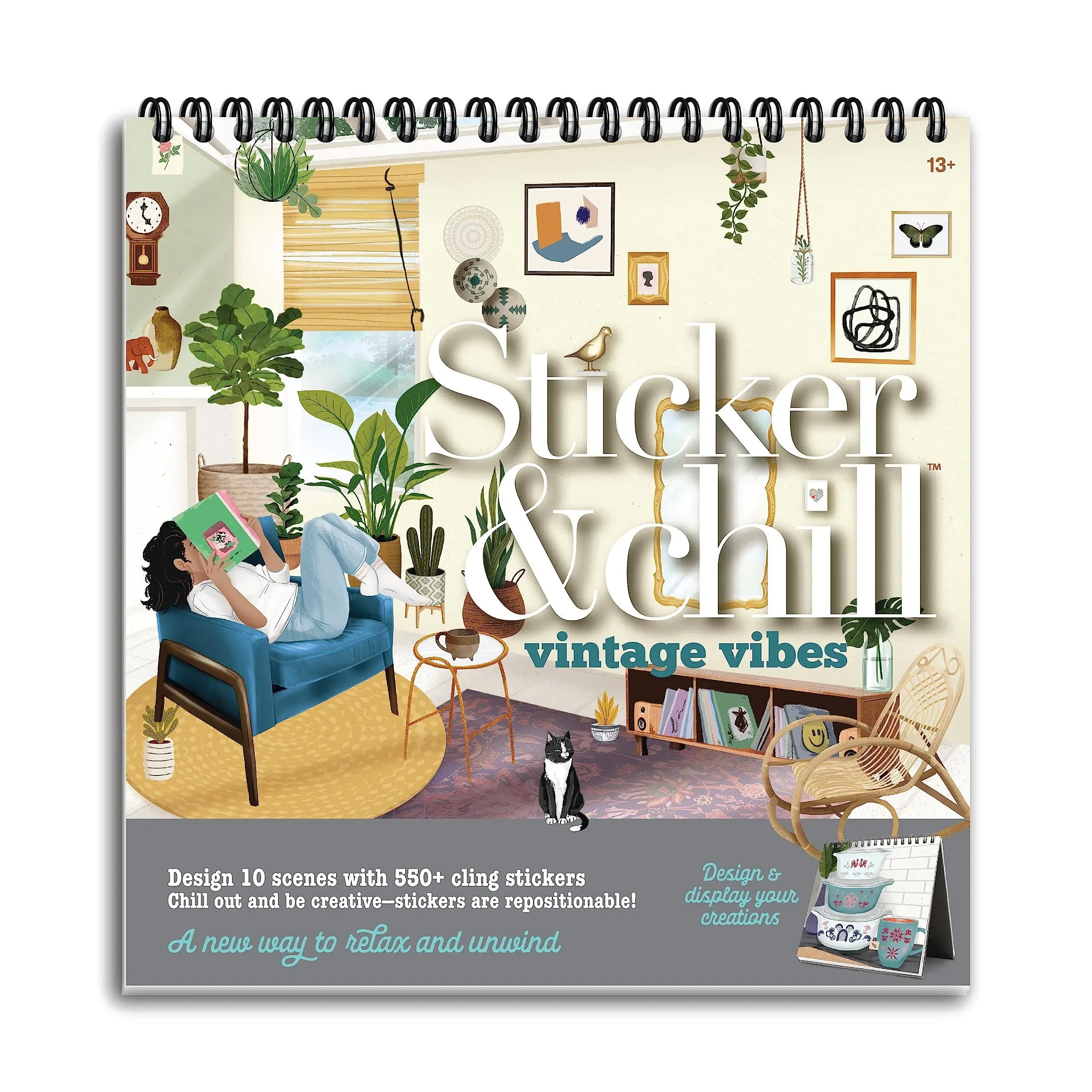 Sticker & Chill Vintage Vibes Repositionable Stickers with Over 500 Stickers & 10 Scenes Travel Friendly Activity