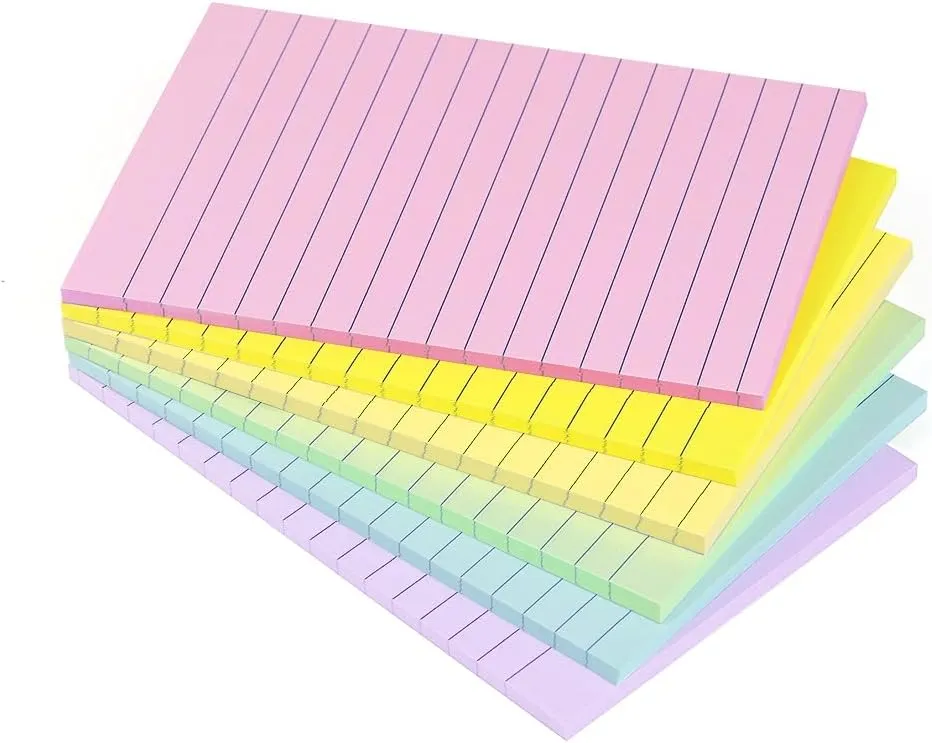 Lined Sticky Notes 4x6 in Pastel Ruled Post Stickies Colorful Super Sticking ...