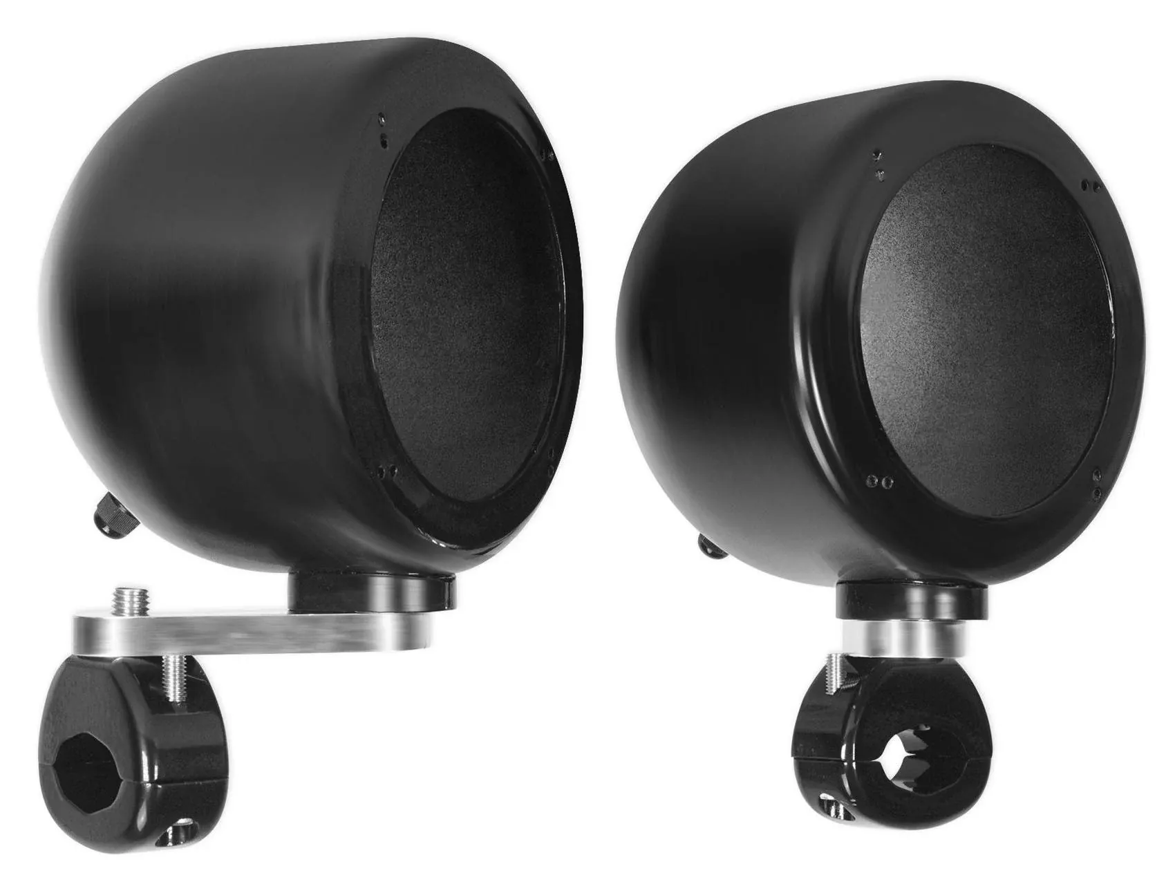 2 Rockville MAC40B 4&#034; Black Swivel Aluminum Tower/Handleba<wbr/>r Speaker Pods ATV/UTV