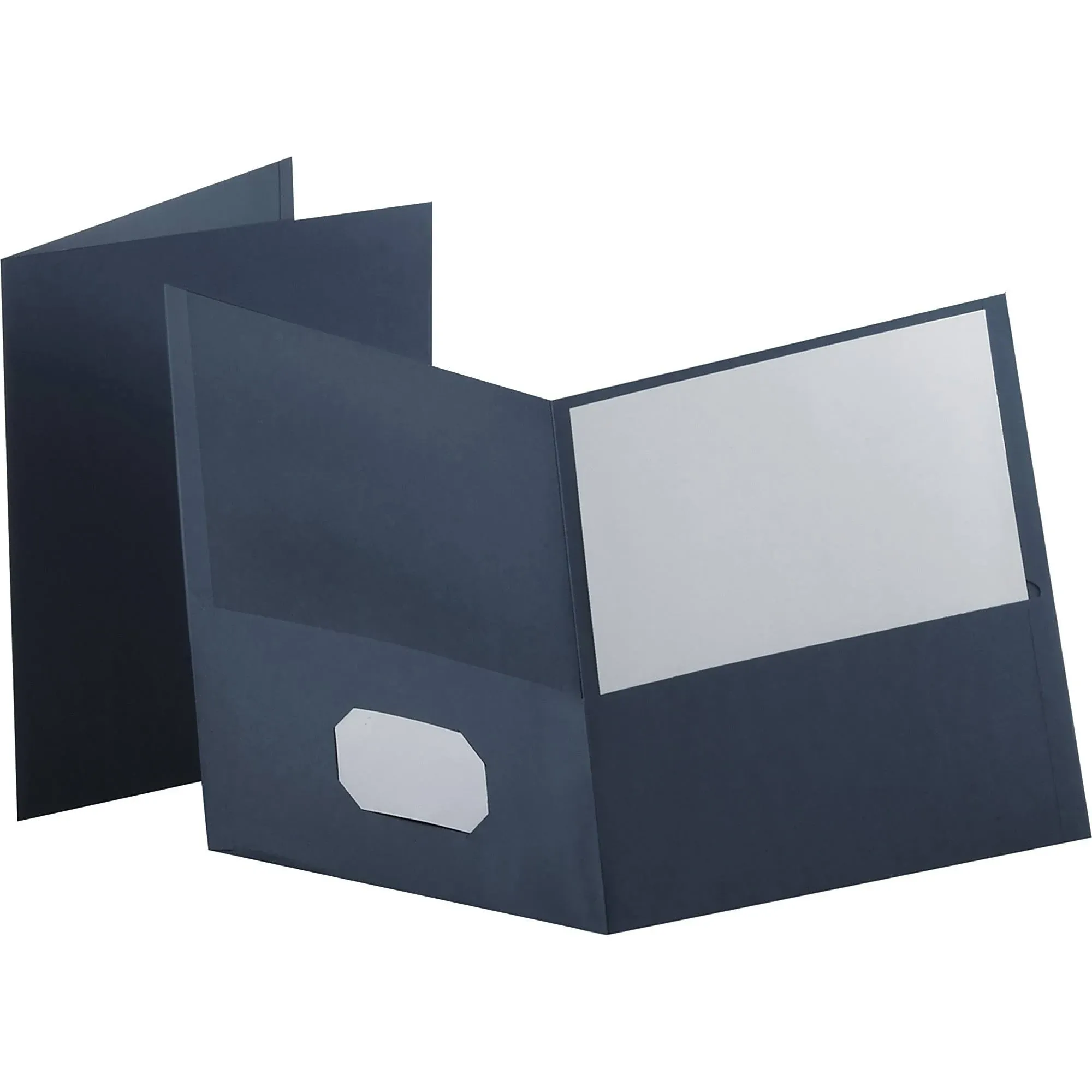 Oxford Twin-Pocket Folder, Embossed Leather Grain Paper, Dark Blue, 25/Box