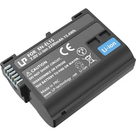 LP EN-EL15 EN-EL15a Replacement Battery, 2200 mAh Battery Compatible with Nikon D7500,D7200,D7100,D7000,D850,D750,D500,D810a,D810,D800e,D800,D610,D600,1 v1,Z5,26,27,2 6l,Z 7ll, Z8 & More