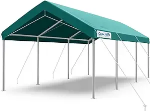 Quictent 10’x20’ Heavy Duty Carport Car Canopy Galvanized Car Boat Shelter with Reinforced Steel Cables-Green