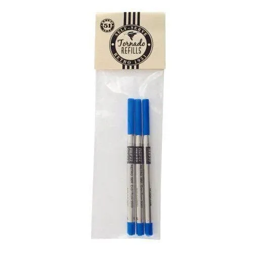 Retro 1951 Easy Flow 9000 Ballpoint Ink Refill Blue 3-Pack REF77-B