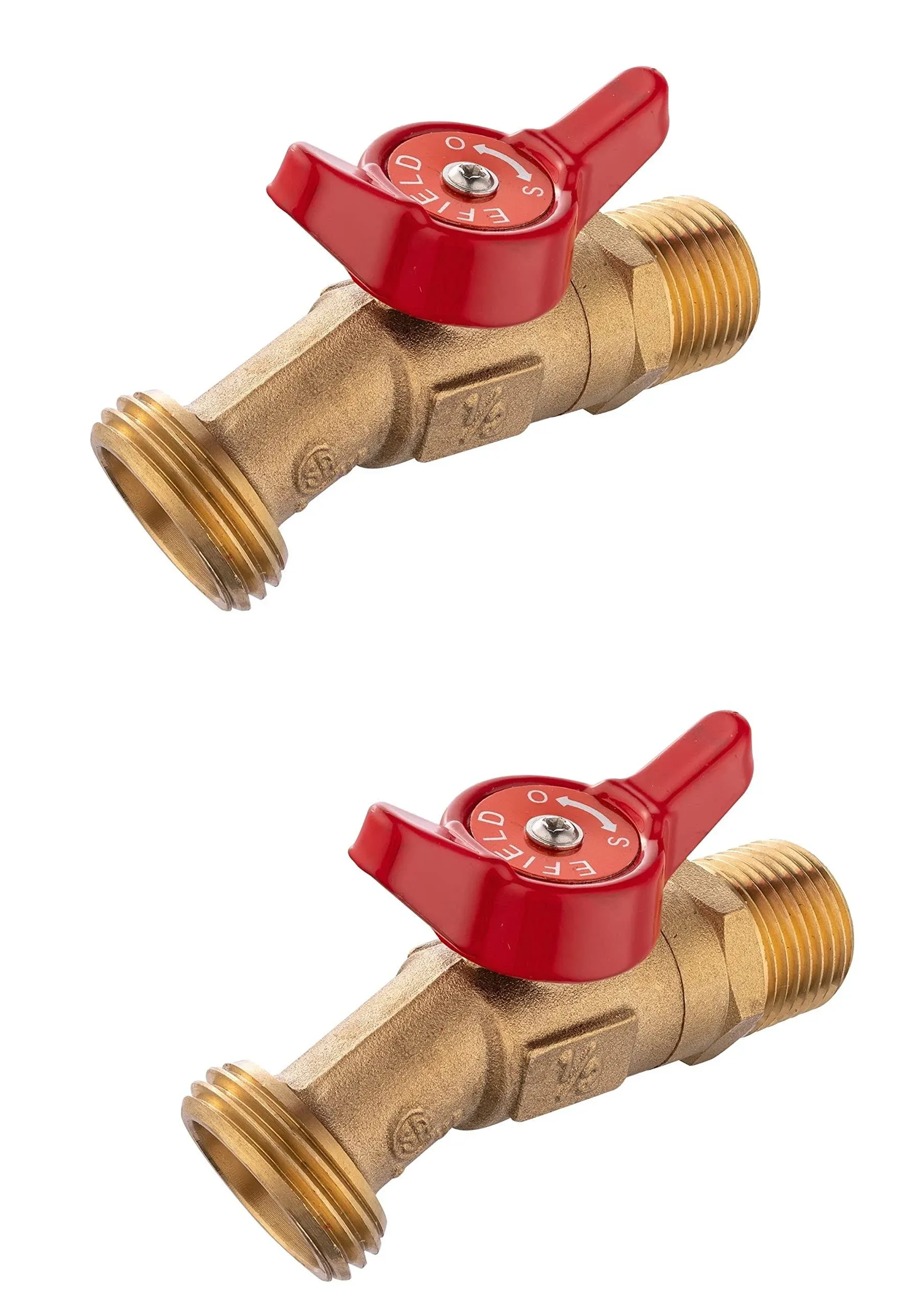 Pack of 2 1/4-Turn Brass Sillcock Hose Bibb Valve 3/4&#034; Male NPT Inlet ×3/4&#034; M...