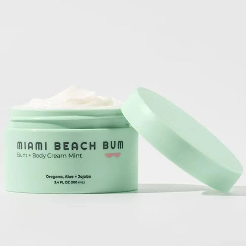 Miami Beach Bum. Bum+Body Cream Mint 6.7oz/200mL. Large Size Aloe Jojoba Oregano