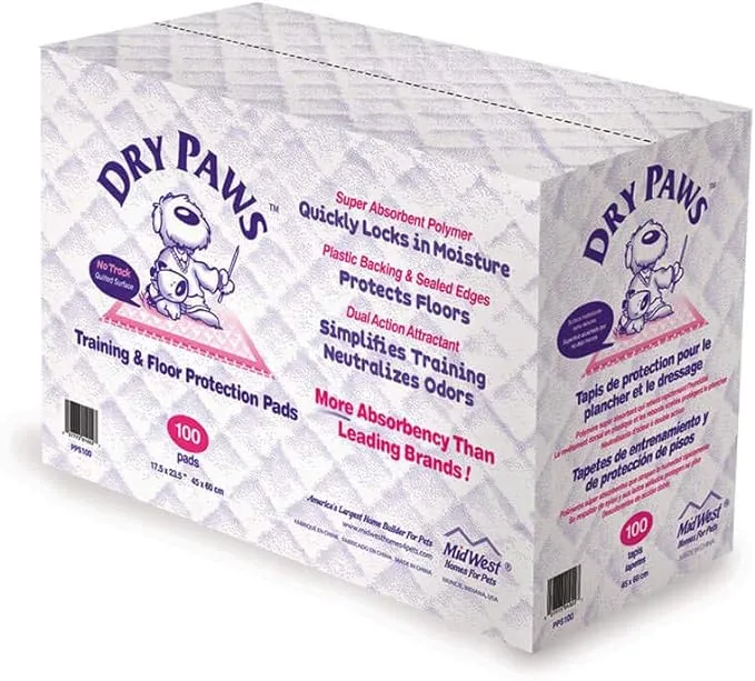 Midwest Dry Paws Training Pads - 100 Pack