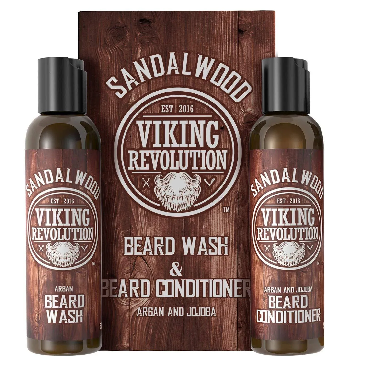 Viking Revolution Beard Wash & Beard Conditioner Set w/Argan & Jojoba Oils - Men Gifts - 10 oz