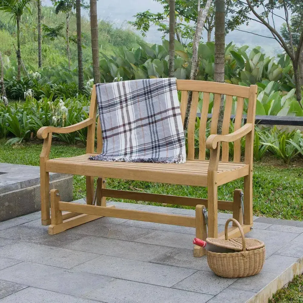 Cambridge Casual Colton Natural Teak Wood Outdoor Glider Bench