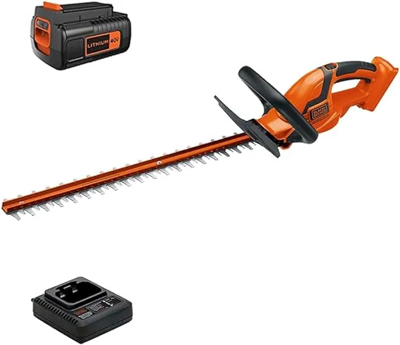 BLACK+DECKER 40V MAX Hedge Trimmer, Cordless, 24-Inch Blade, Battery and Charger Included (LHT2436)