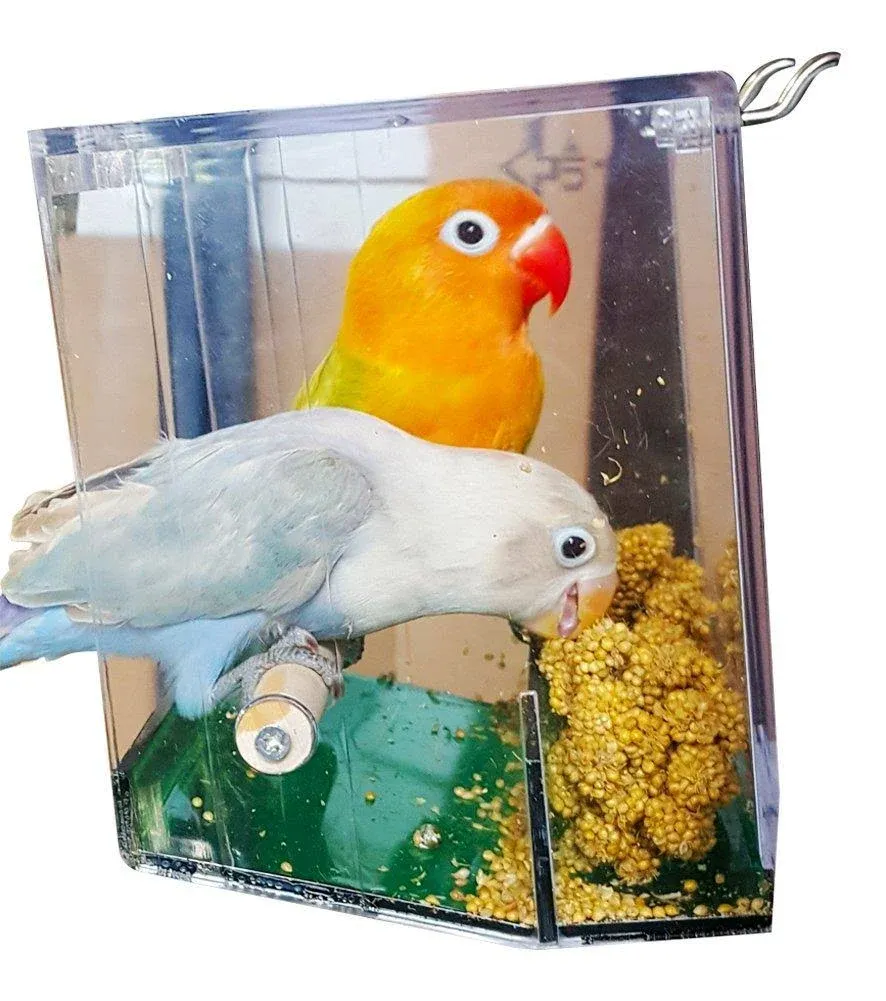 Birds Love Bird Feeder Seed Catcher Tray Hanging Cup Food Dish for Cage for Small ...