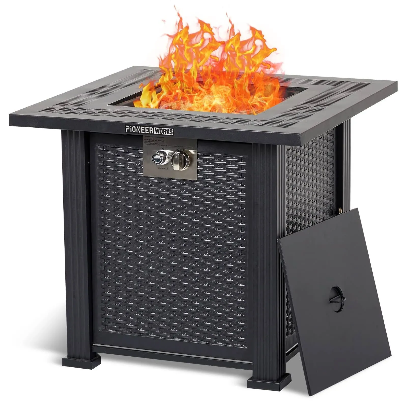 Outdoor 28 Inch Propane Fire Pit Table, 50000BTU Rectangle Fire Table With Cover