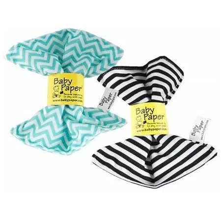 Baby Paper ? 2 Pack of Crinkly, Sensory Toys, Black & White Stripe, Turquoise Zig Zag