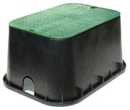 NDS - 117BC - 25-3/4 inch W x 12 inch H Rectangular Valve Box with Overlapping Cover Black/Green