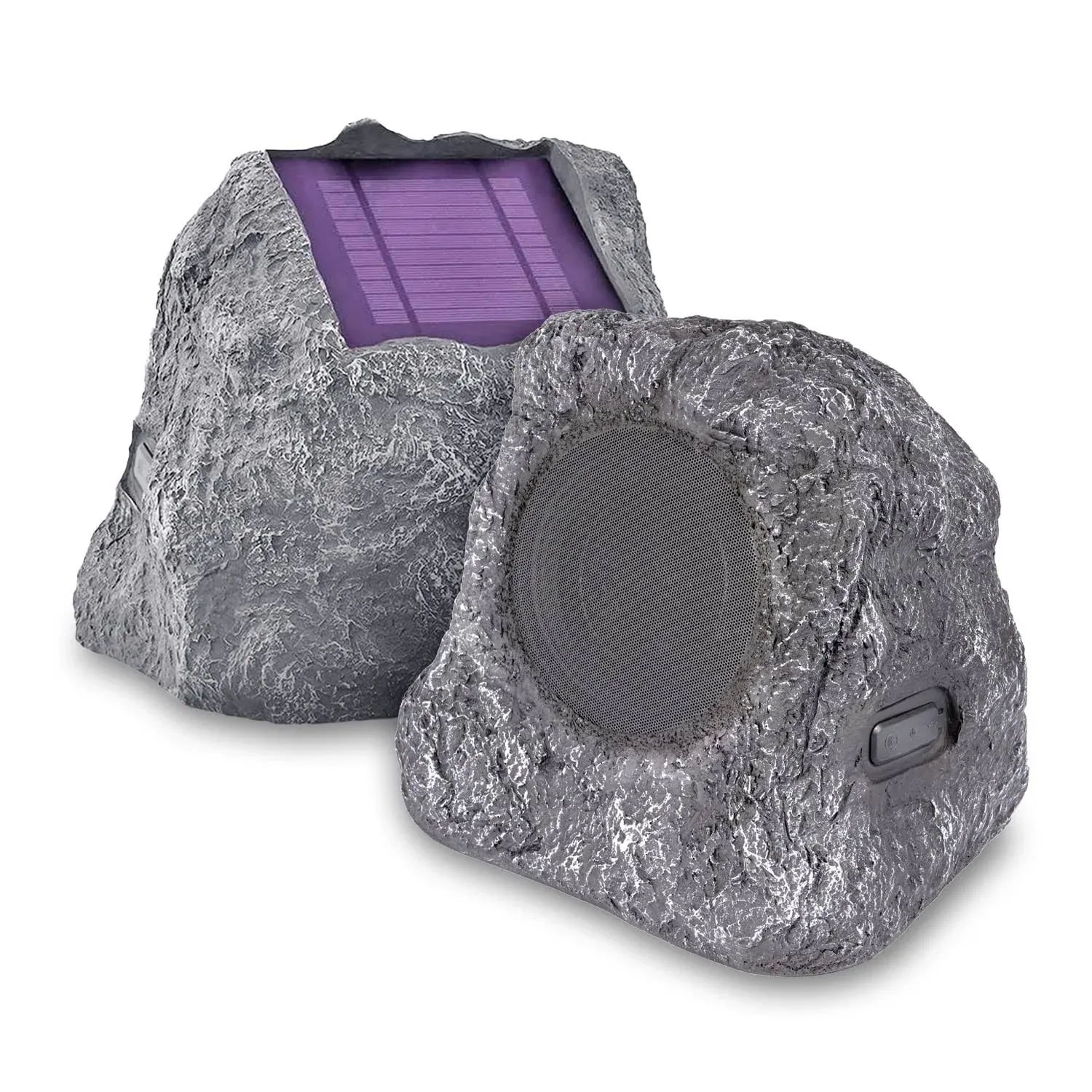 Innovative Tech Solar-Charging Bluetooth Outdoor Rock Speakers, Set of 2