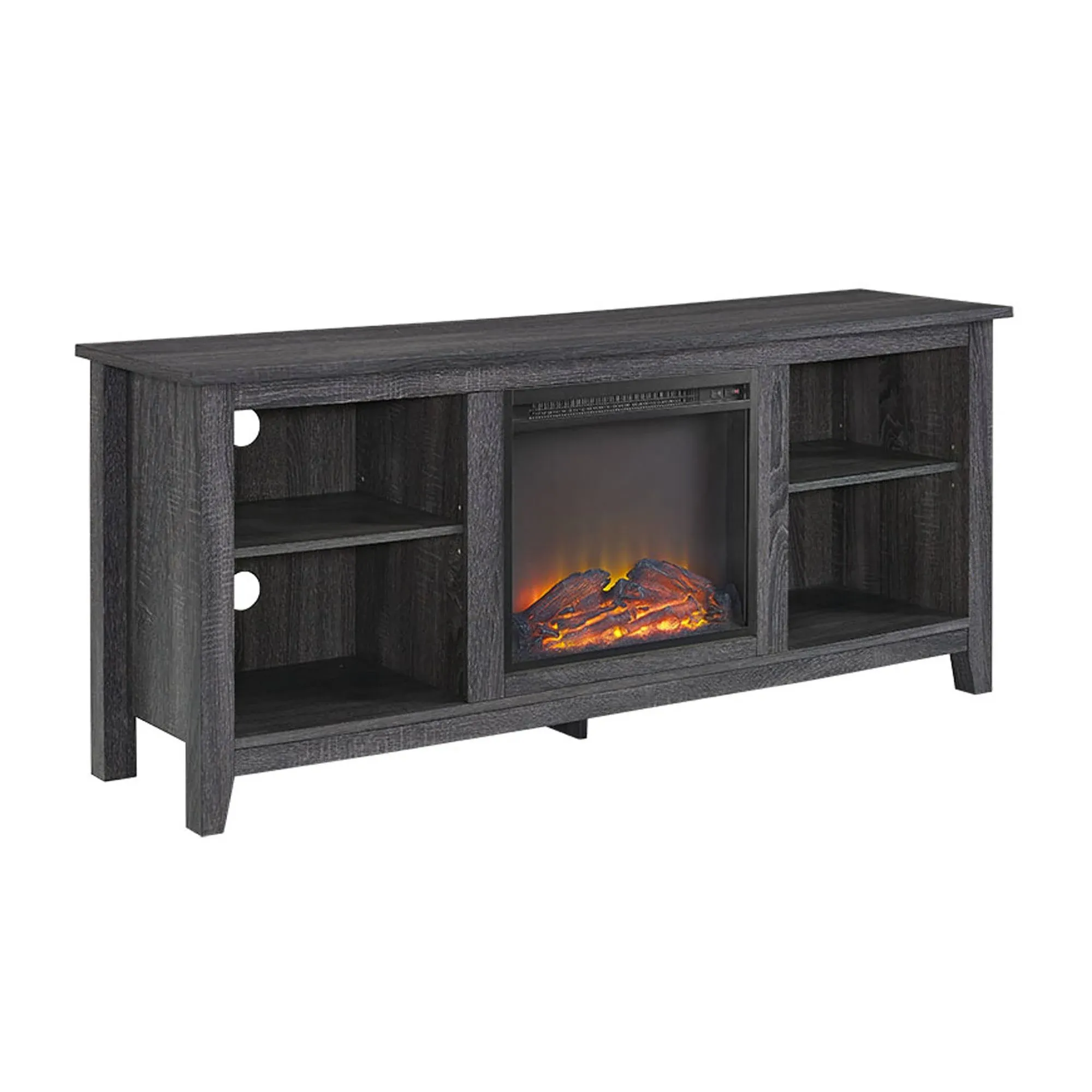 58" Charcoal Wood Fireplace TV Stand - Walker Edison W58FP18CL