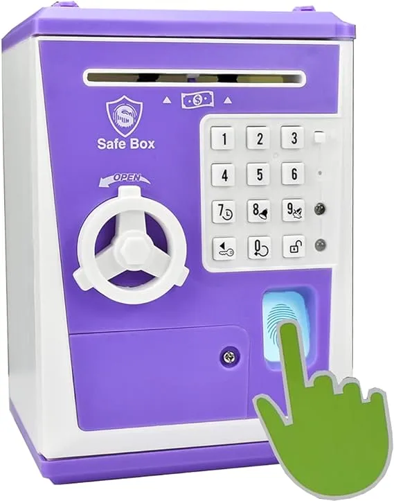 Like Toy Piggy Bank Safe Box Fingerprint ATM Bank ATM Machine Money Coin Savings ...