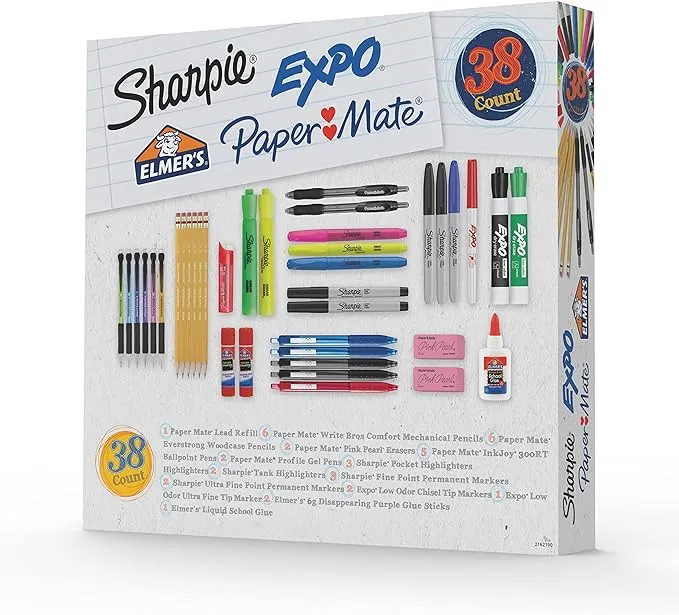 School Supplies Kit, Highlighters, Mechanical Pencils, Glue Sticks, Erasers, ...