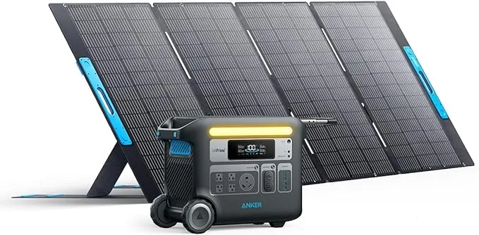 Anker SOLIX F2000 Portable Power Station, PowerHouse 767 and 760 Expansion Battery, with 2×200W Solar Panels, 4096Wh LiFePO4 Battery with 4 AC Outlets Up to 2400W for Home, Outdoor Camping, RV