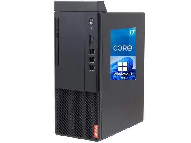 Lenovo V50T G1 Tower Desktop Computer, Intel Core i7-10700, 32GB RAM, 2TB NVMe SSD, 2-Monitor Support, HDMI, VGA, DVD-RW, Card Reader, Wi-Fi, Bluetooth, Mouse & Keyboard, Windows 11 Pro, Black