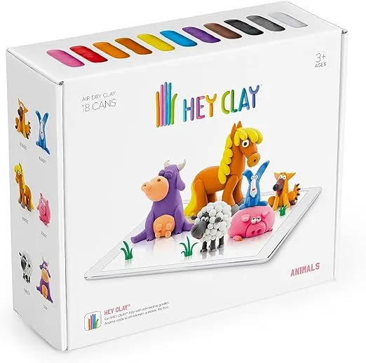 Hey Clay Animals - 18 Can Modeling Air-Dry Clay & Interactive App - Arts & Crafts for Ages 3 to 11 