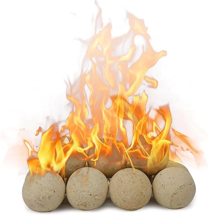 15pc Round Fire StonesCeramic Fire Balls Set for Indoor and Outdoor Fire Pits...