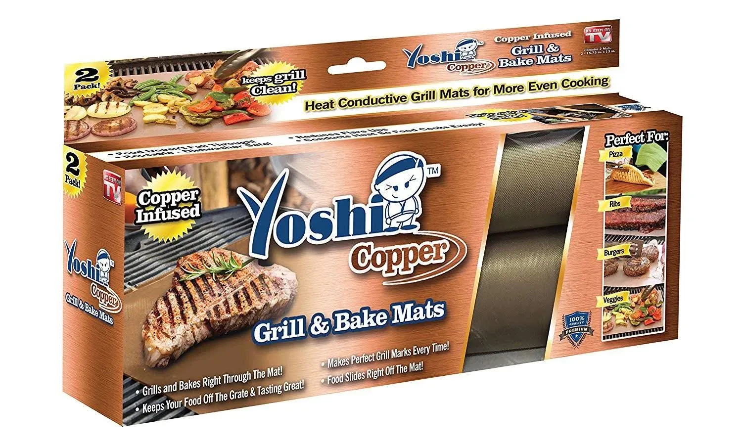 YOSHI GRILL & BAKE MATS (2 Pack), Copper