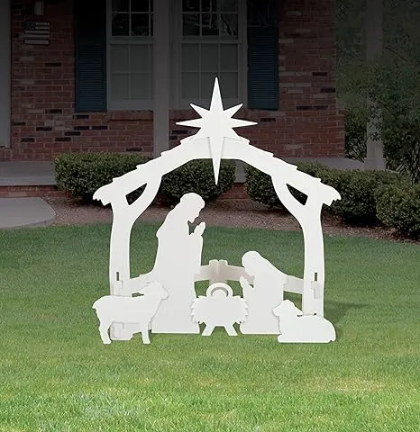 Front Yard Originals White PVC Nativity Scene, 47" x 50"