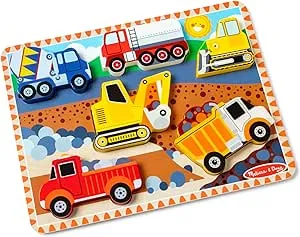 Melissa & Doug Construction Vehicles Wooden Chunky Puzzle (6 pcs) - FSC Certified