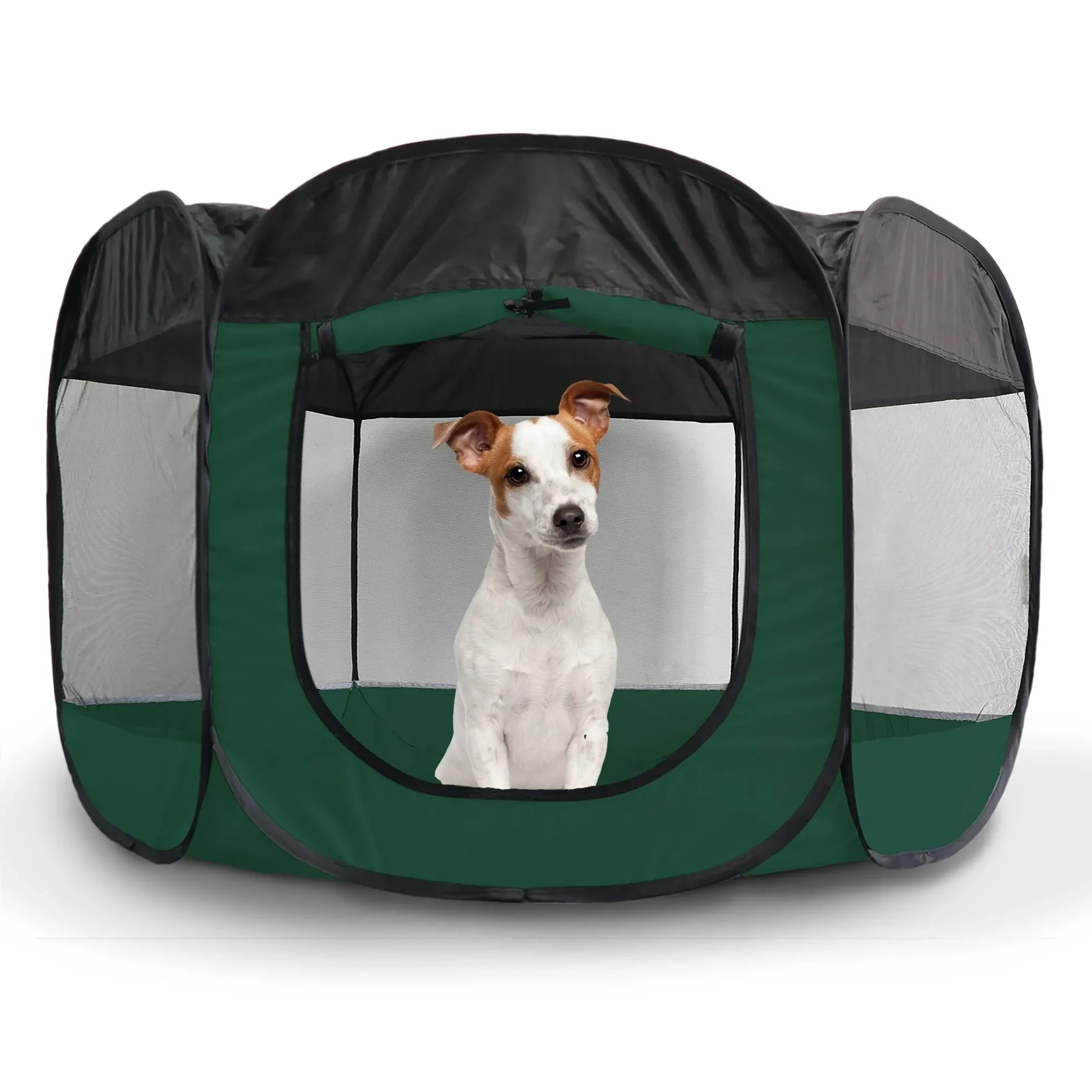 FurHaven Portable Mesh Pet Playpen Large / Hunter Green