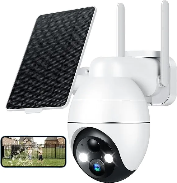 4G LTE Cellular Security Camera Wireless Outdoor, 2K No WiFi Solar Powered Camera Built-in SIM Card, 2-Way Talk Cameras for Home Security with PIR Motion Detection, IP66, Night Vision, Spotlights