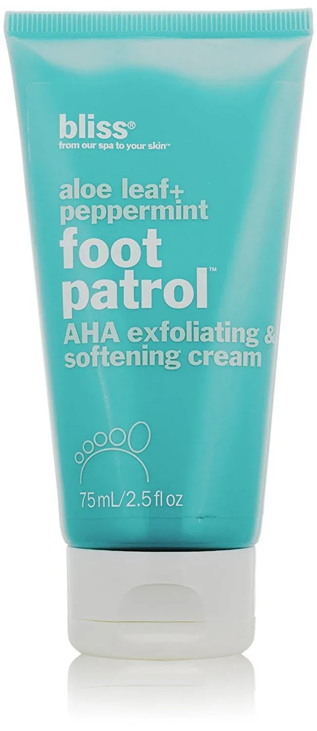 BLISS ALOE LEAF + PEPPERMINT FOOT PATROL AHA EXFOLIATING SOFTENING CREAM 2.5 OZ 