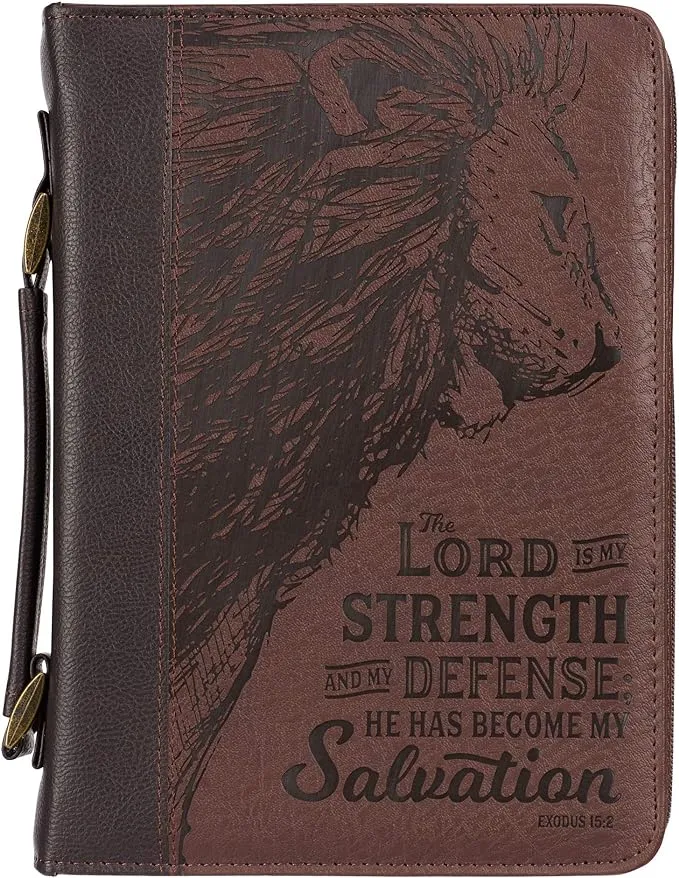 Bible Cover Medium Brown Lord Is My Strength Exodus 15:2