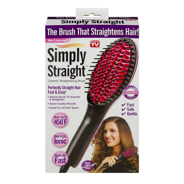 Simply Straight Ceramic Brush Hair Straightener Electric Comb As Seen on TV