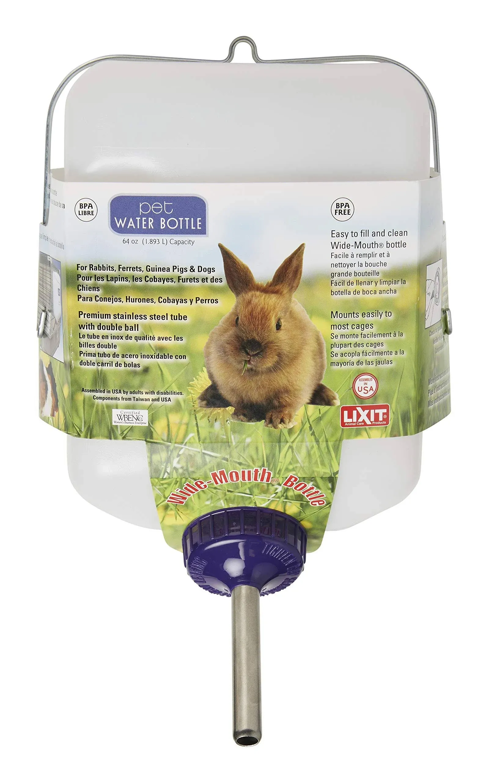 Lixit 64oz / Half Gallon Weather Resistant Water Bottle for Rabbits and Other...