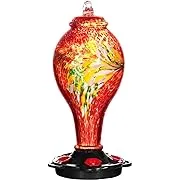 Hummingbird Feeders for Outdoors, Hand Blown Glass, Never Fade, 36 Fluid Ounces,