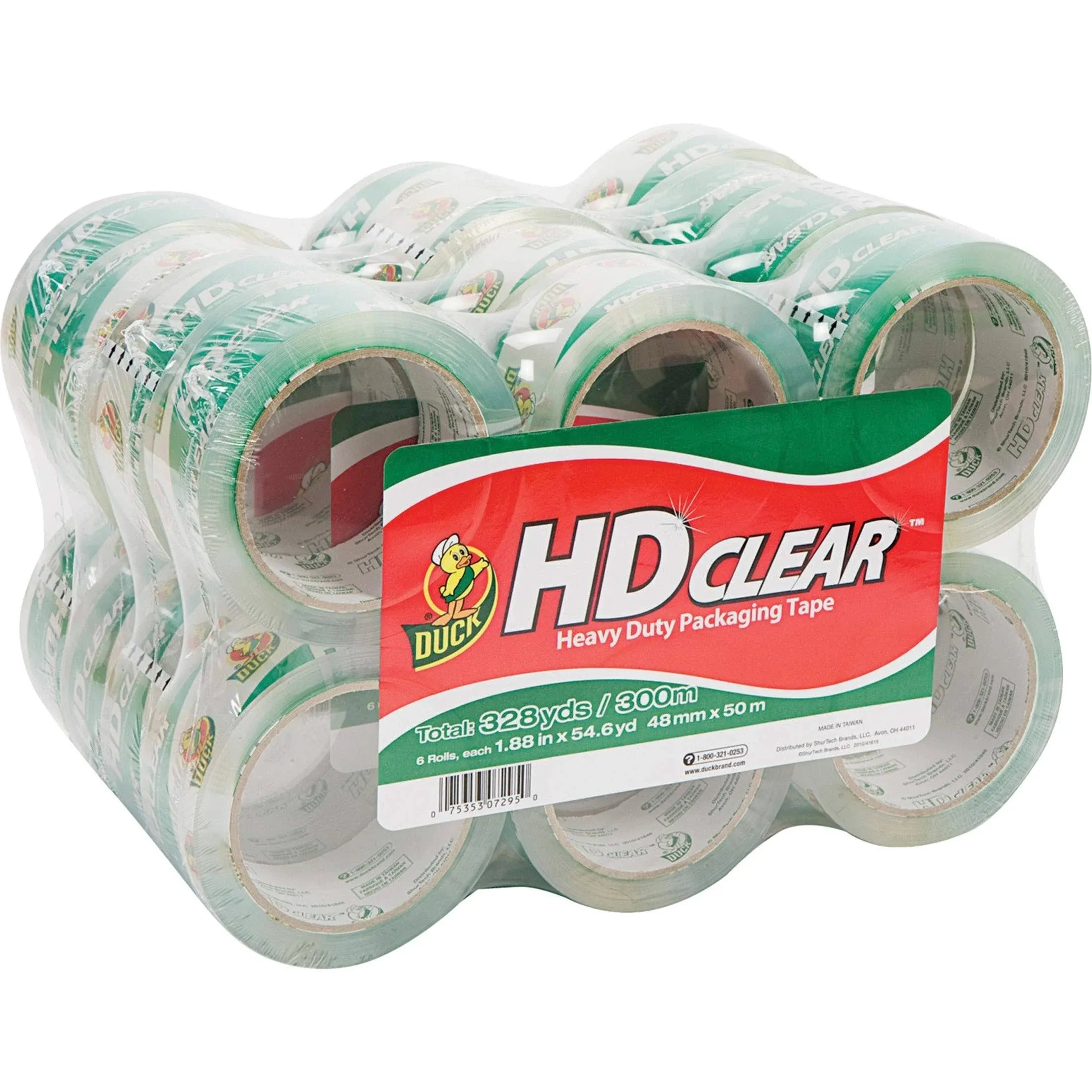 Duck Heavy-Duty Carton Packaging Tape, 1.88" x 55yds, Clear, 24/Pack