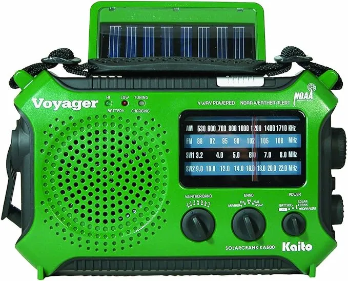 Kaito 4-Way Powered Emergency Weather Alert Radio with Cell Phone Charger - Green