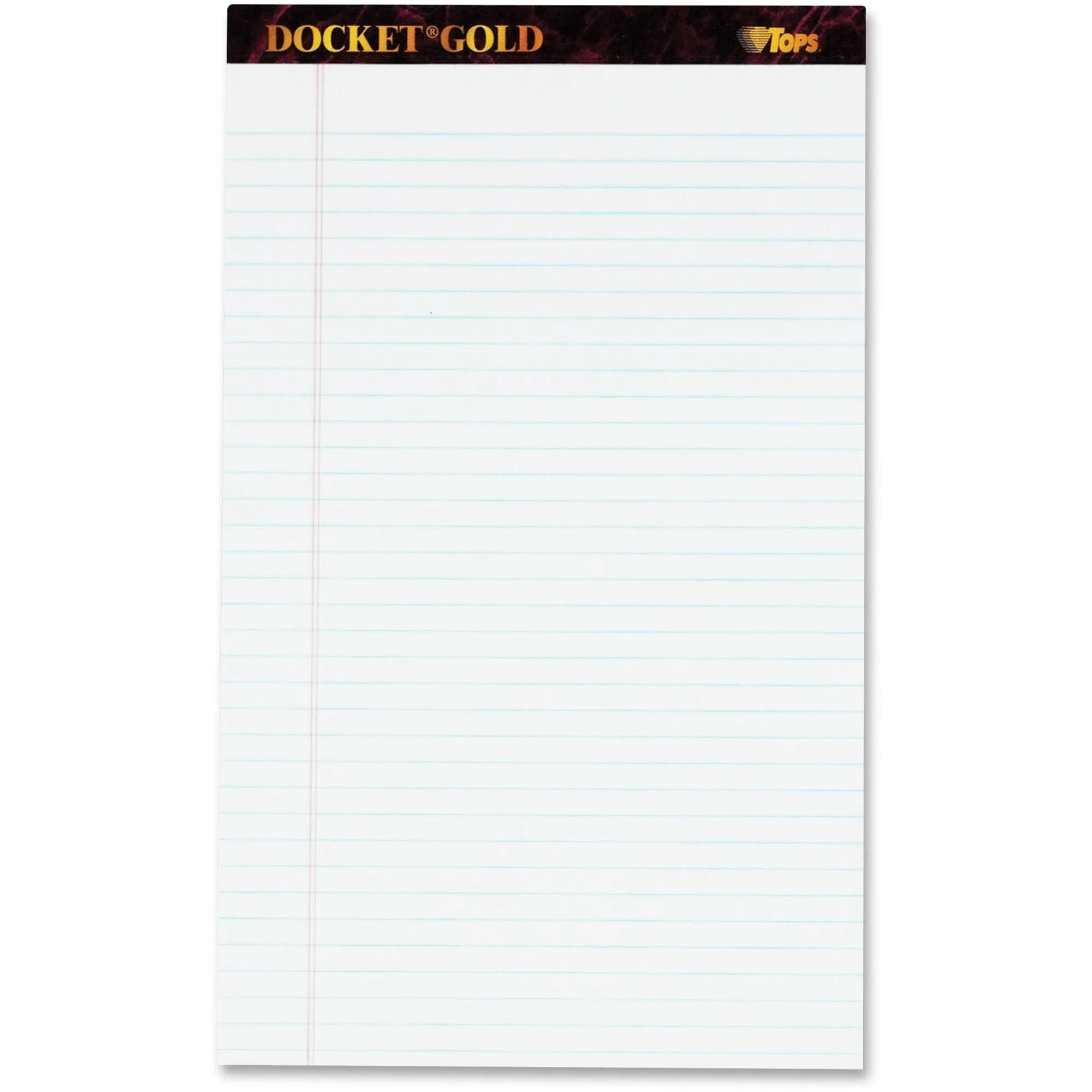 TOPS� Docket Gold Ruled Perforated Pad, Legal Rule/Size WE, 12 50-Sheet Pads/Pack TOP63990