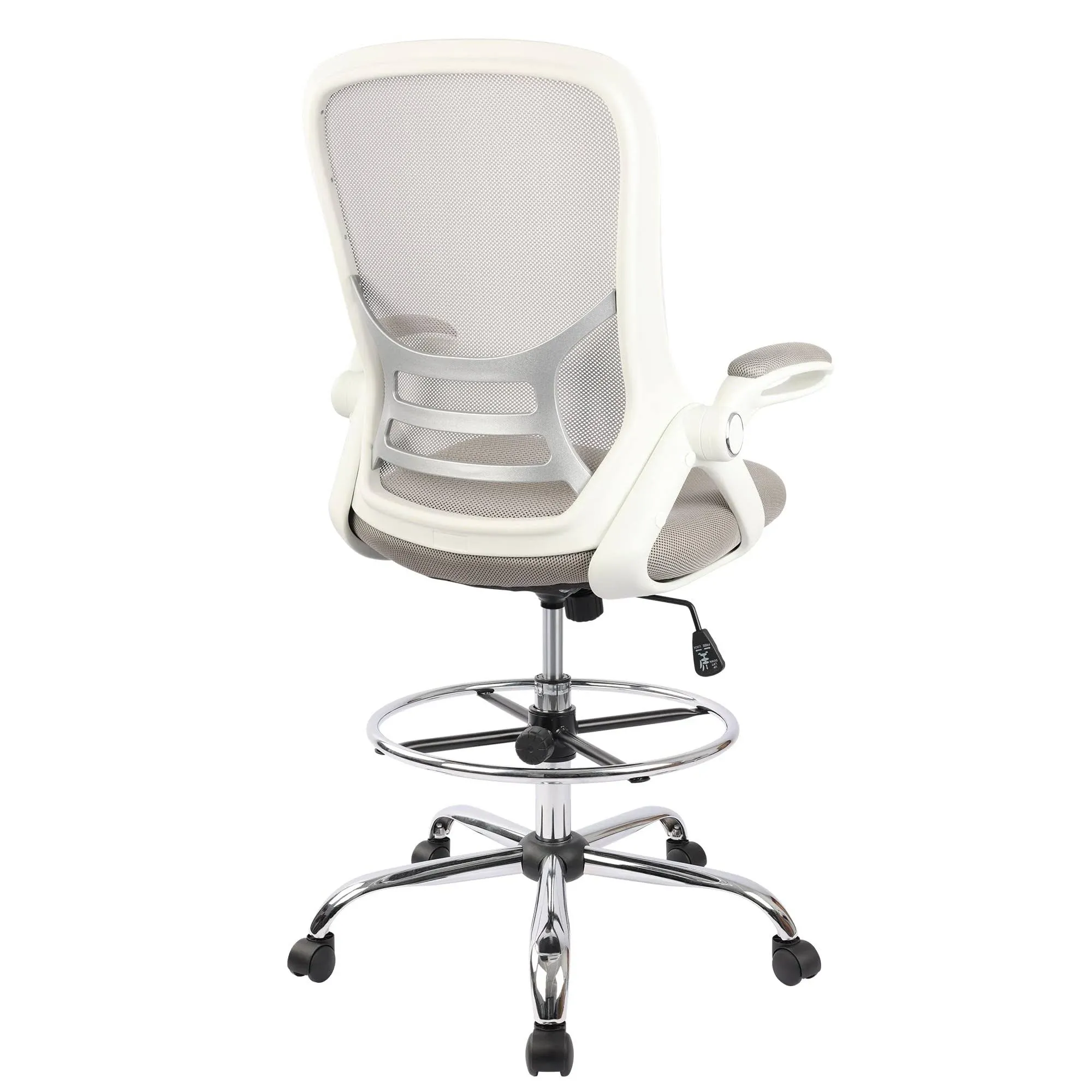 Drafting Chair, Tall Office Chair Standing Desk Stool with Adjustable Foot Ring,