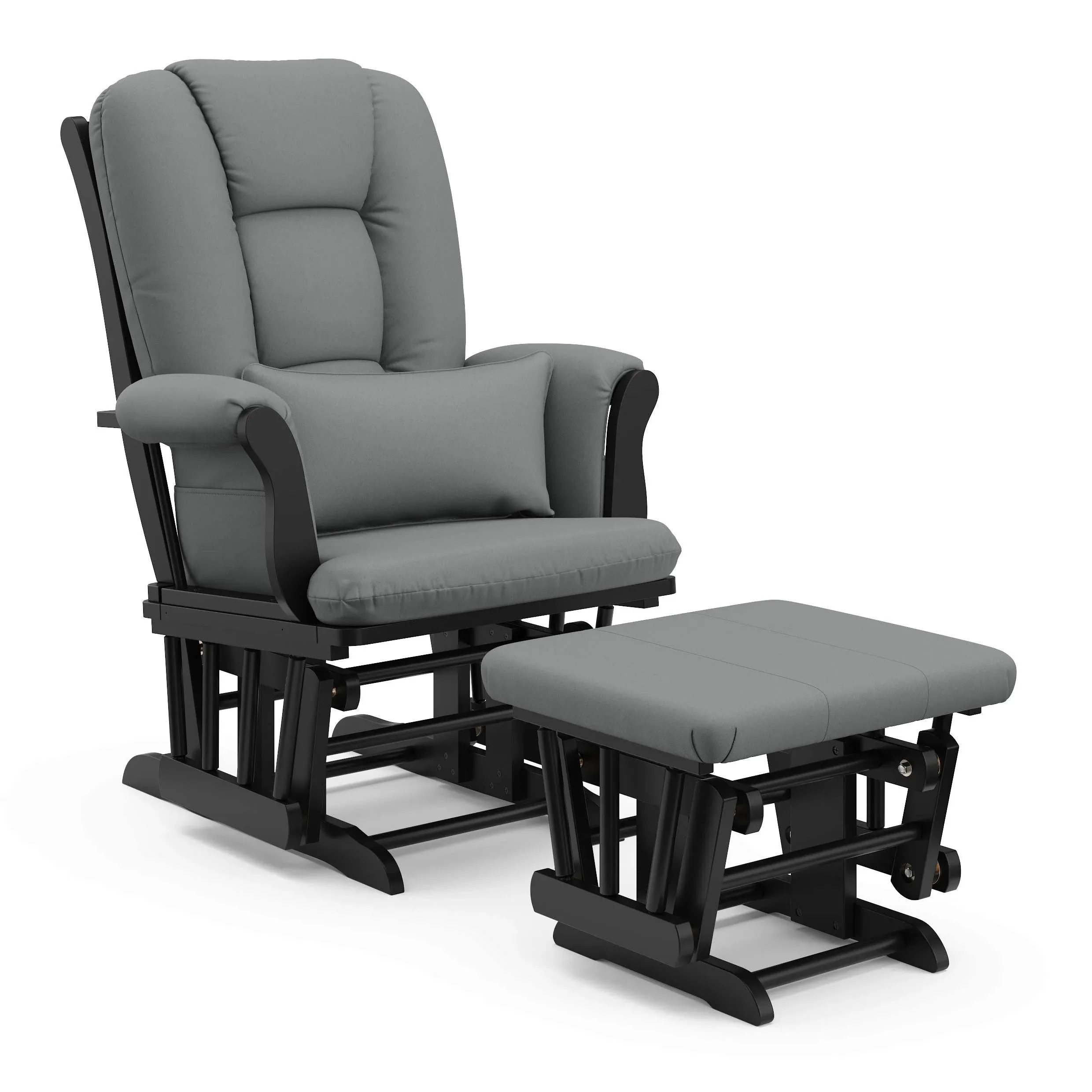 Storkcraft - Tuscany Glider and Ottoman - Black/Gray