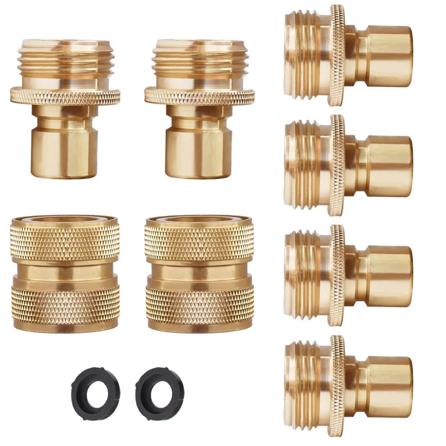 Brass 8-Piece\xa0Quick\xa0<wbr/>Connect\xa0Garden<wbr/>\xa0Hose\xa0Fittings<wbr/>, 6 Male and 2 Female Set