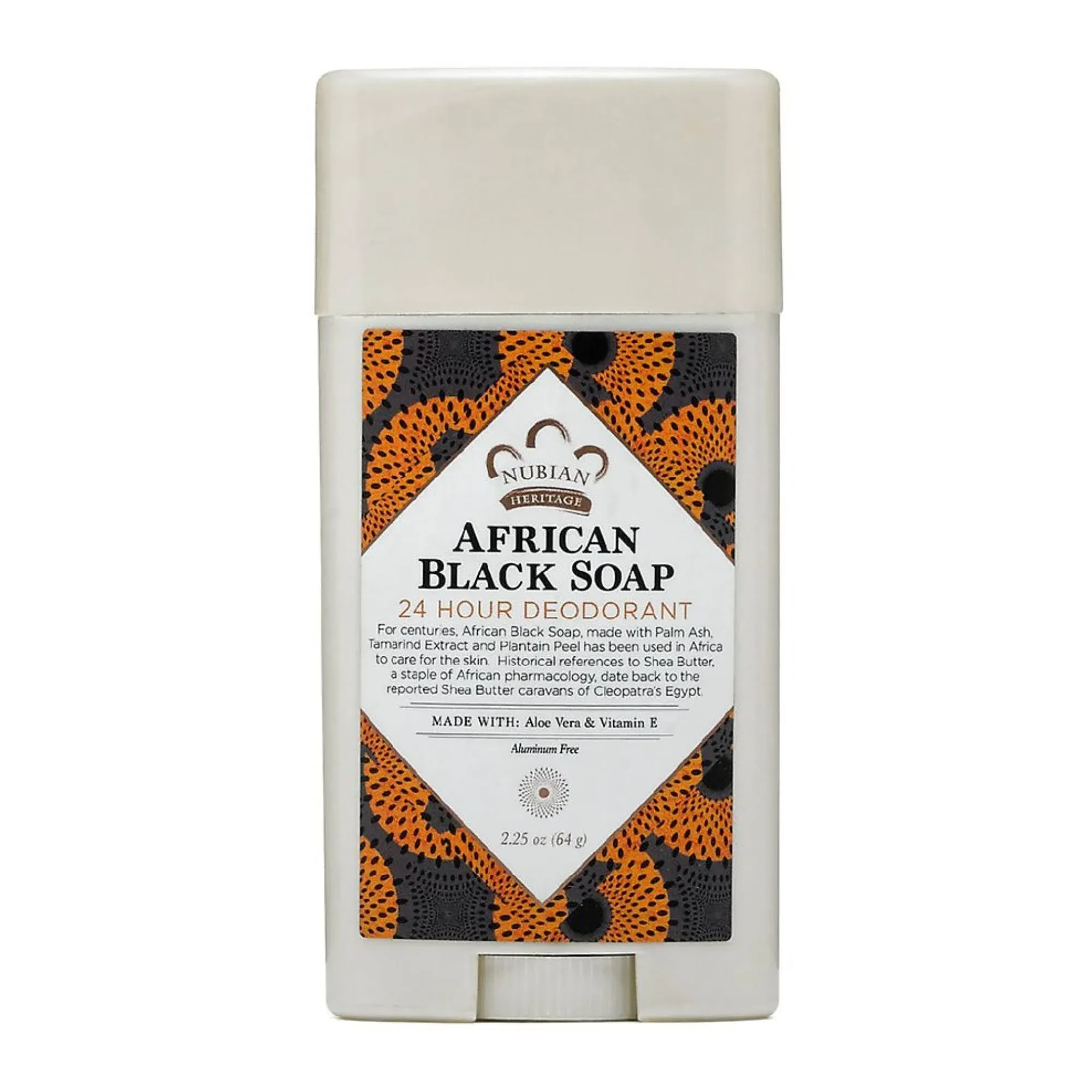 Nubian Heritage 24 Hour All Natural Deodorant African Black Soap With African Black Soap Extract, Shea Butter, Grapefruit Seed Extract, Vitamin E and Sandalwood Oil, 2.25 oz (64 g) each 