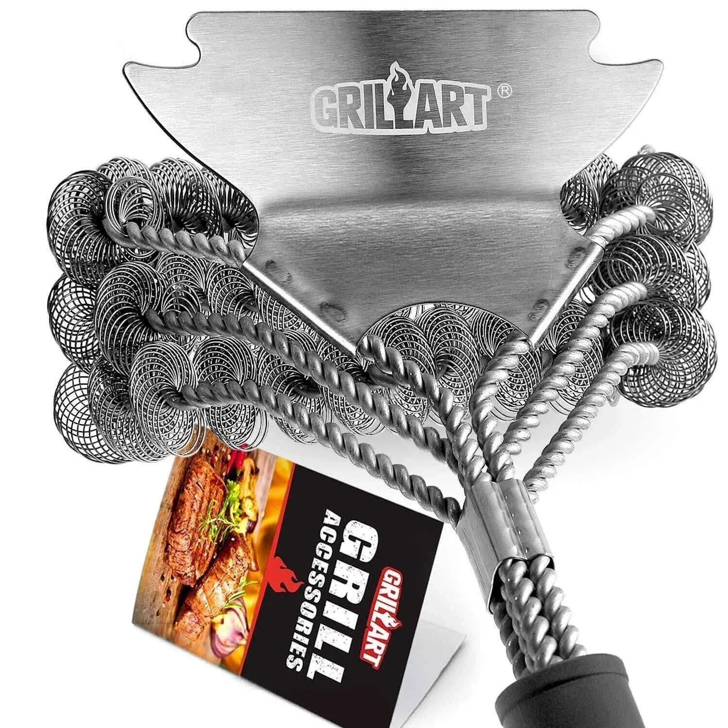 GRILLART Grill Brush Bristle Free - Safe BBQ Cleaning Grill Brush and Scraper