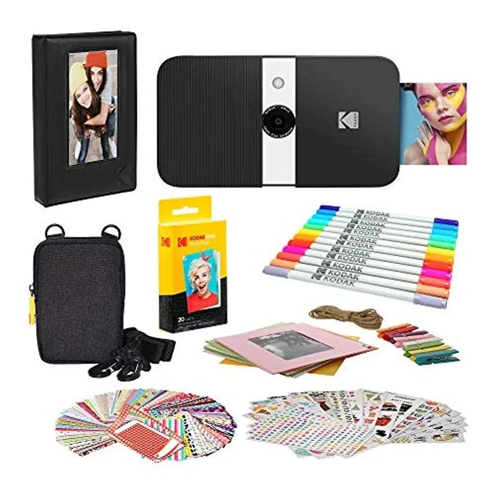 KODAK Smile Instant Print Camera (Black/White) Gift Bundle