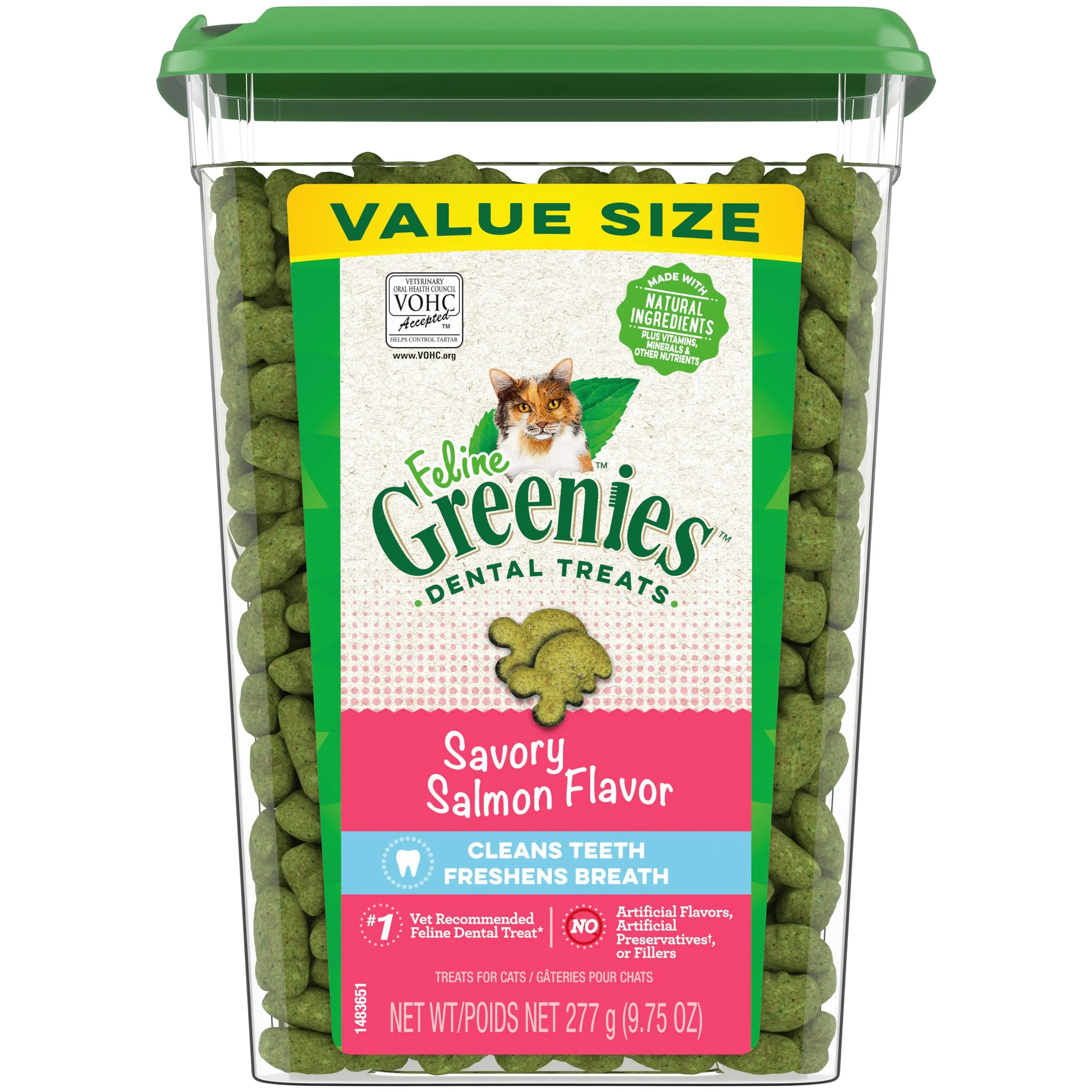 Greenies Dental Cat Treats, Savory Salmon Flavor, 9.75 oz. Tub