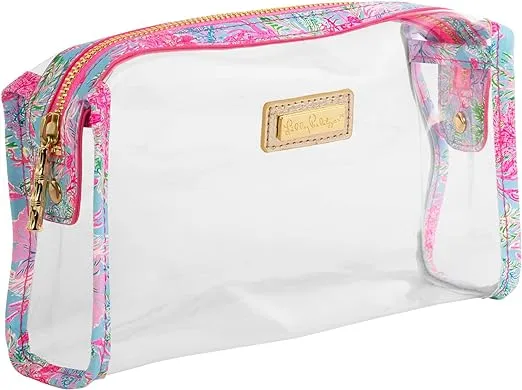 Lilly Pulitzer Clear Zipper Pouch, Cute Pencil Case for Adults, Travel Toiletry Bag, Small Pouch Bag for Supplies, Makeup or Toiletries (Cay to My Heart)