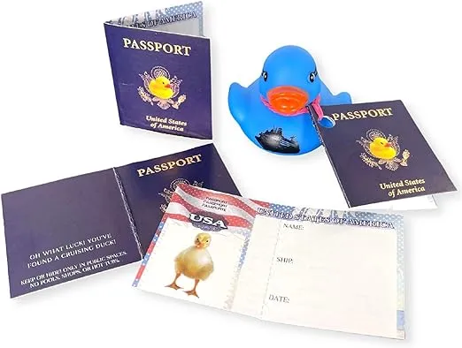 Passport Cruising Ducks Tag for Cruise Ship Game Attach to Rubber Sailing Duck | 50 pk | Mini 2 x 1.75” Hole Punch & Fold DIY Cruise Line Carnival Royal Caribbean What Luck You Found a Cruising Duck